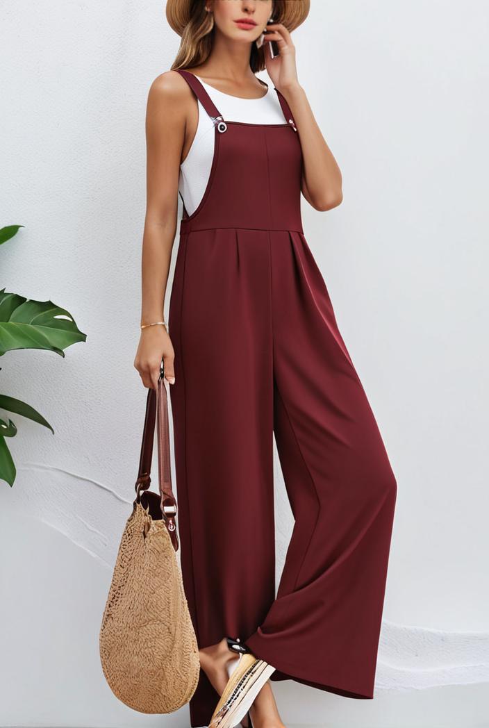 boho sleeveless long jumpsuit with pockets women s casual baggy overall 116956