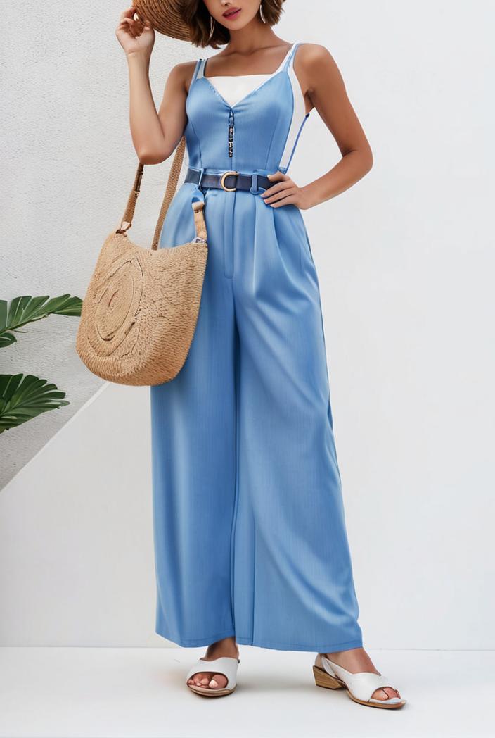 boho sleeveless long jumpsuit with pockets women s casual baggy overall 116969