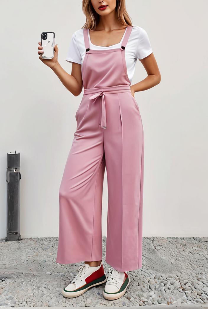 boho sleeveless long jumpsuit with pockets women s casual baggy overall 116987