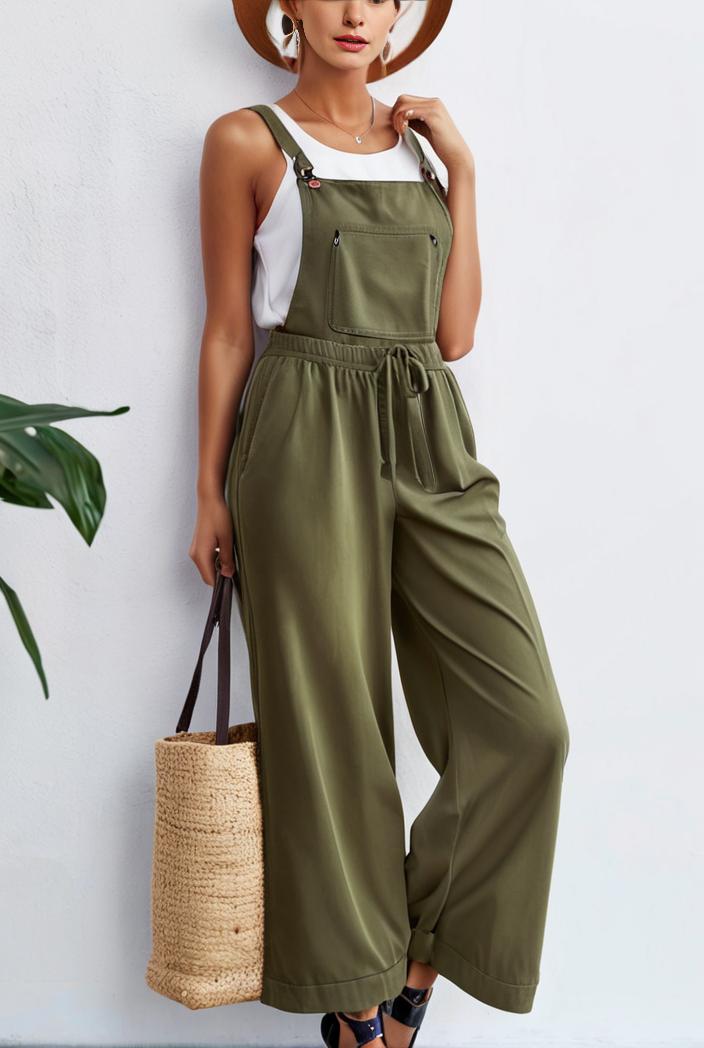 boho sleeveless long jumpsuit with pockets women s casual baggy overall 116997
