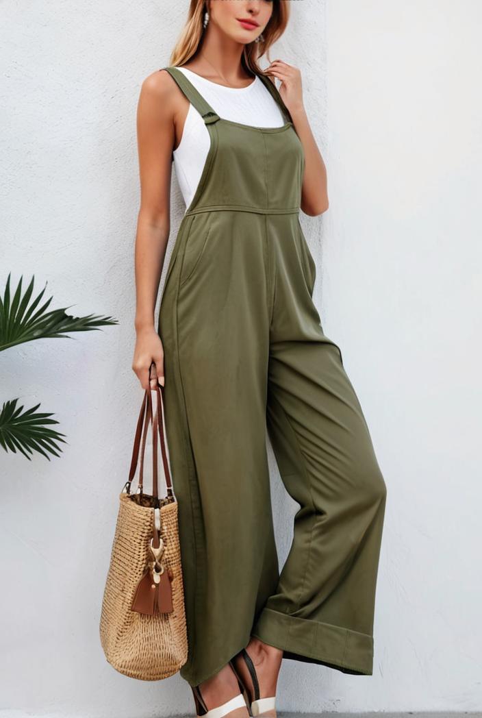 boho sleeveless long jumpsuit with pockets women s casual baggy overall 117003