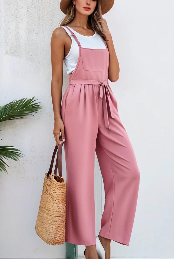 boho sleeveless long jumpsuit with pockets women s casual baggy overall 117009