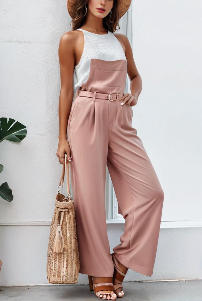 boho sleeveless long jumpsuit with pockets women s casual baggy overall 117010