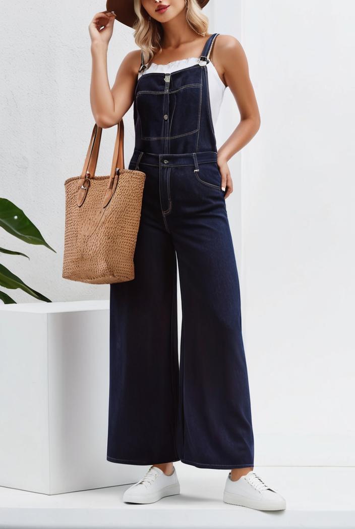 boho sleeveless long jumpsuit with pockets women s casual baggy overall 117013