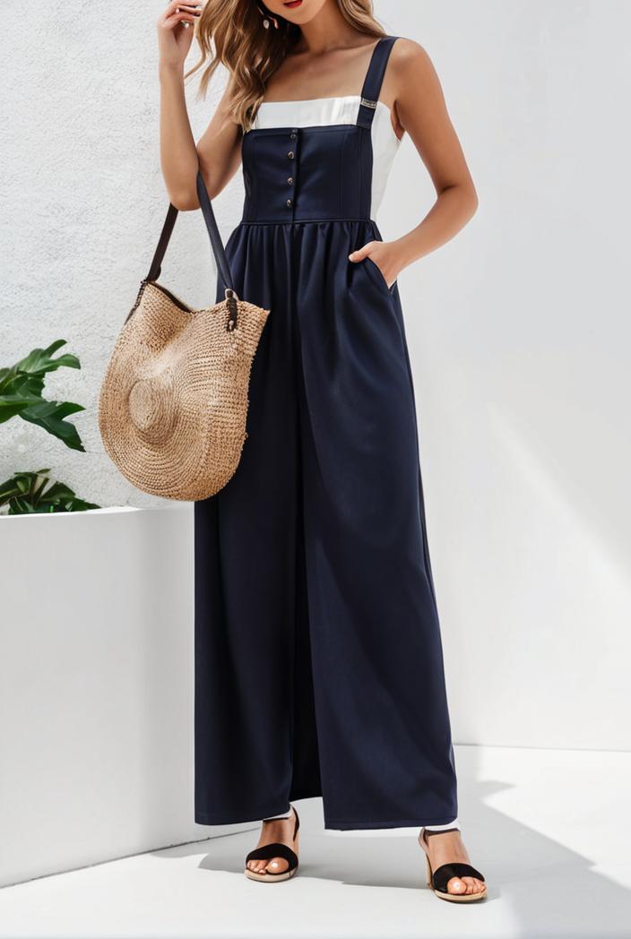 boho sleeveless long jumpsuit with pockets women s casual baggy overall 117014