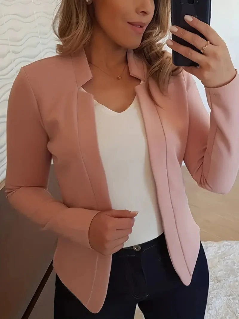 Sophisticated Split Front Blazer with Long Sleeves