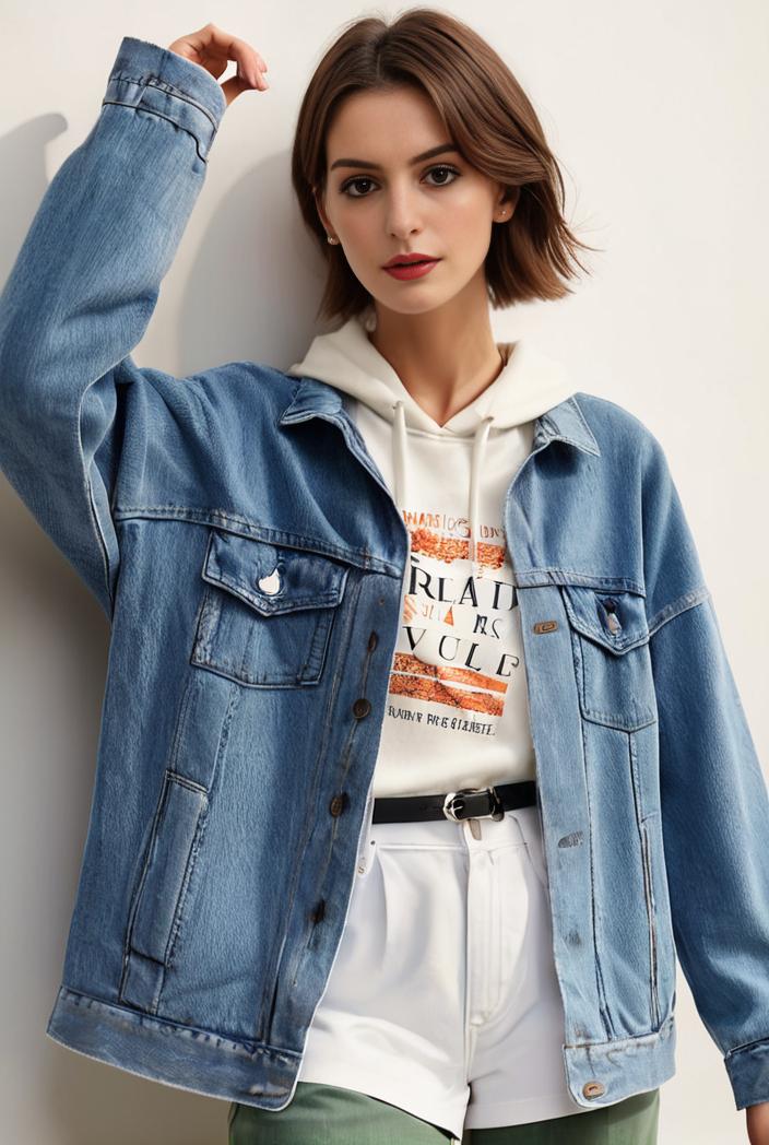 denim coat with flap pockets and lapel casual women s jacket in blue 123792