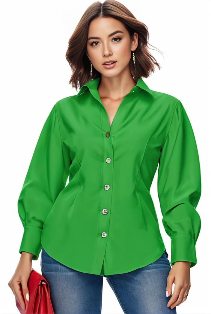 plus size casual blouse women s plus solid button up lantern sleeve turn down collar nipped waist blouse 108223
