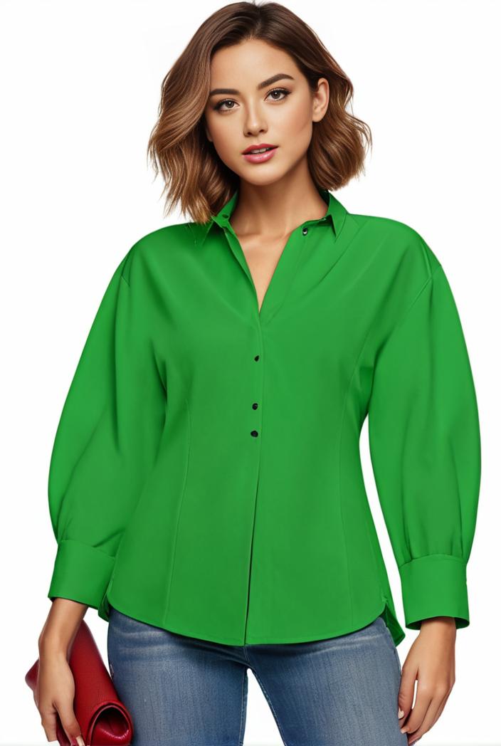 plus size casual blouse women s plus solid button up lantern sleeve turn down collar nipped waist blouse 108224
