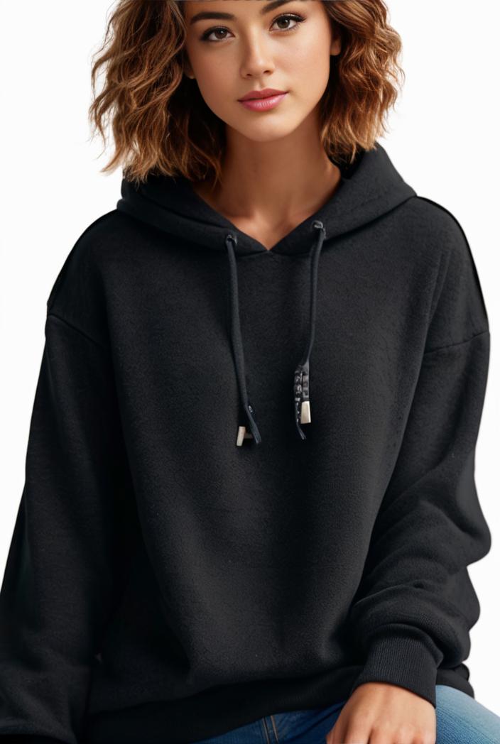 plus size casual hoodie women s plus solid ribbed long sleeve slight stretch hoodie drawstring sweatshirt 108341