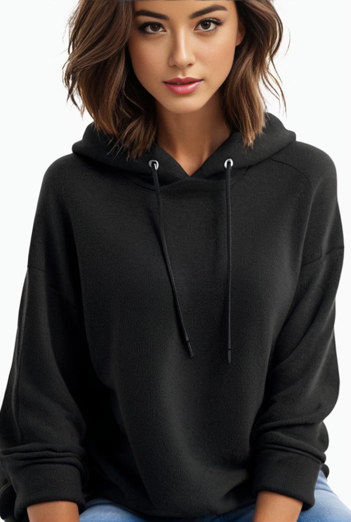 plus size casual hoodie women s plus solid ribbed long sleeve slight stretch hoodie drawstring sweatshirt 108347