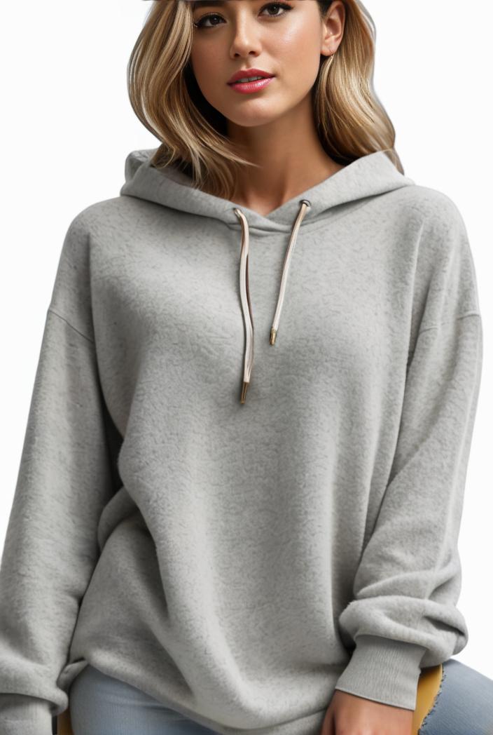 plus size casual hoodie women s plus solid ribbed long sleeve slight stretch hoodie drawstring sweatshirt 108360