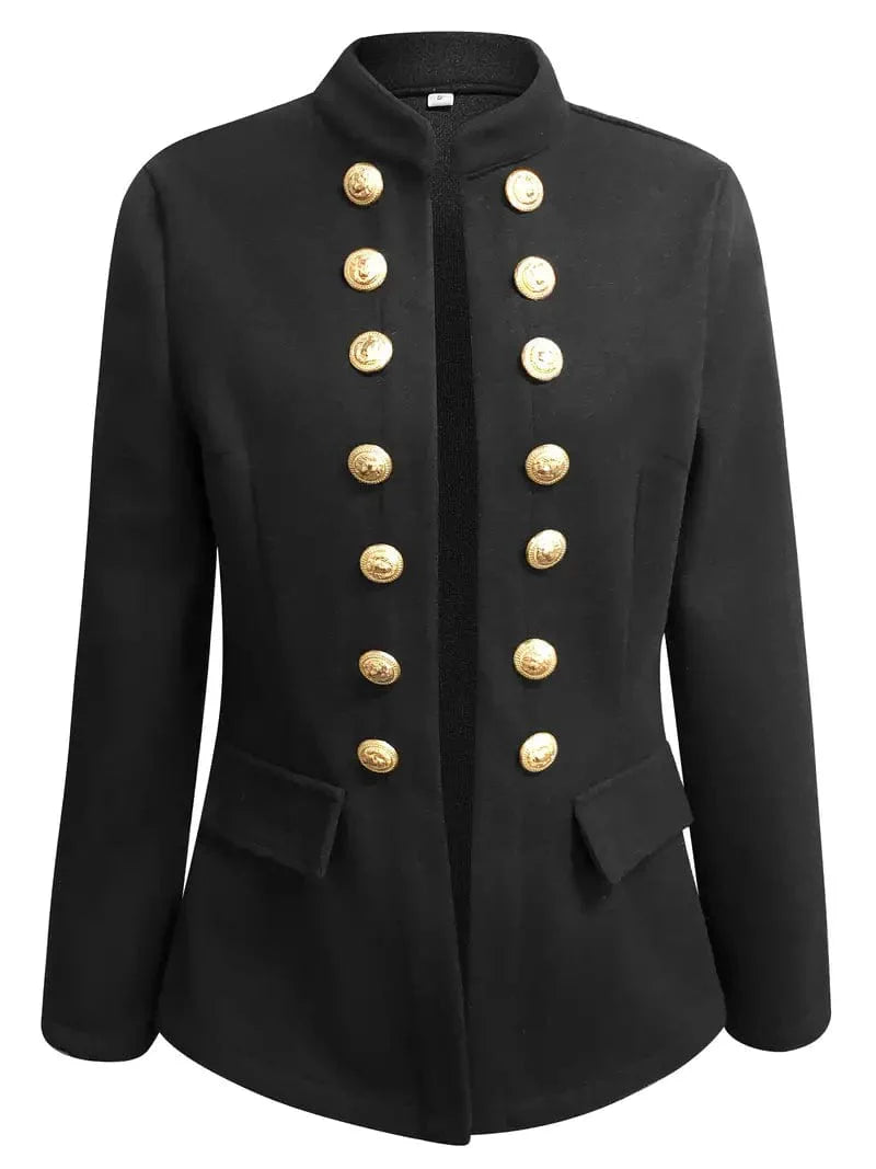 Solid Button-Up Women's Jacket, Stylish Outerwear with Long Sleeves, Casual Open Front Coat