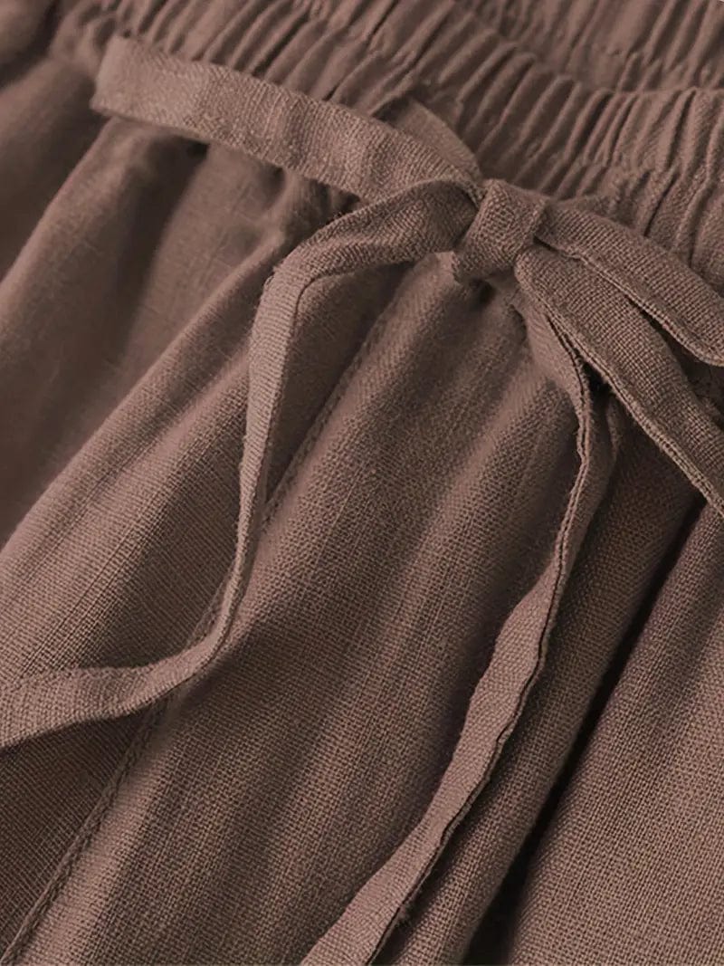 Wide Leg Drawstring Pants, Relaxed Fit Trousers Ideal for Spring & Summer, Women's Apparel