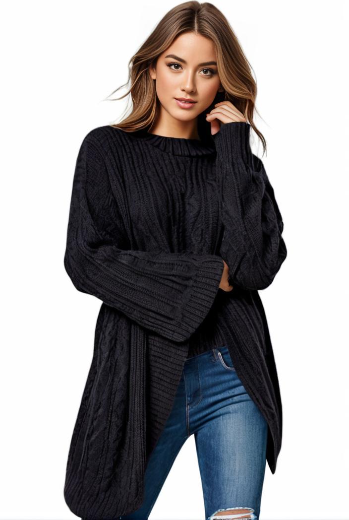 plus size casual sweater women s plus solid tassel trim long sleeve cowl neck high stretch jumper 108549