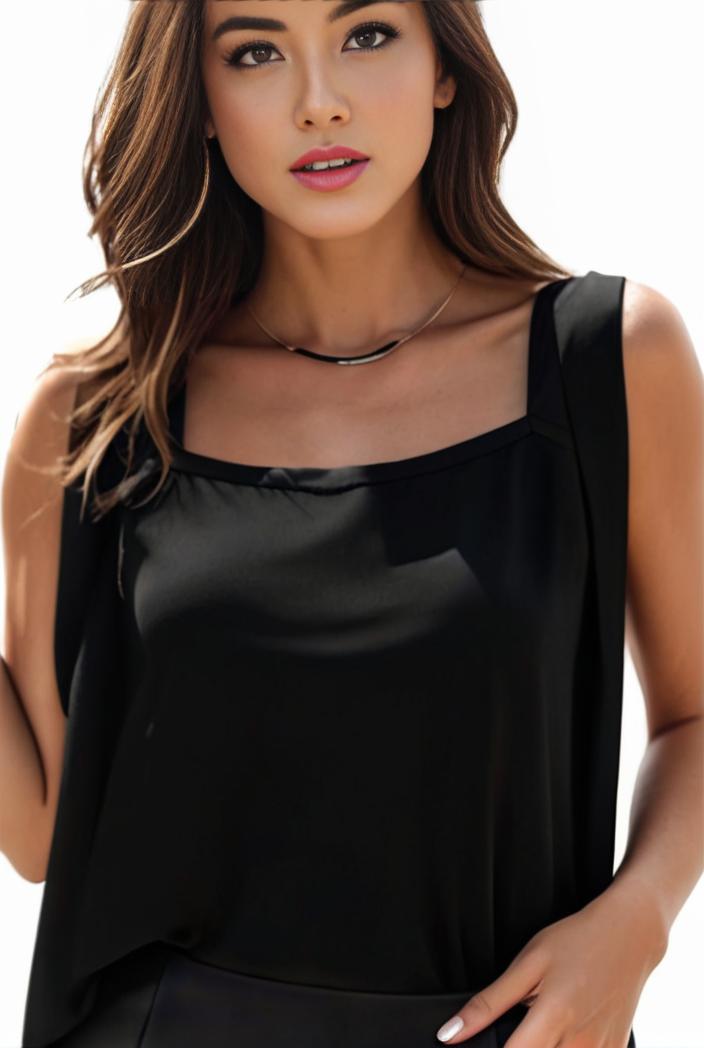 plus size casual tank top women s plus solid square neck slight stretch pleated tank top 108975