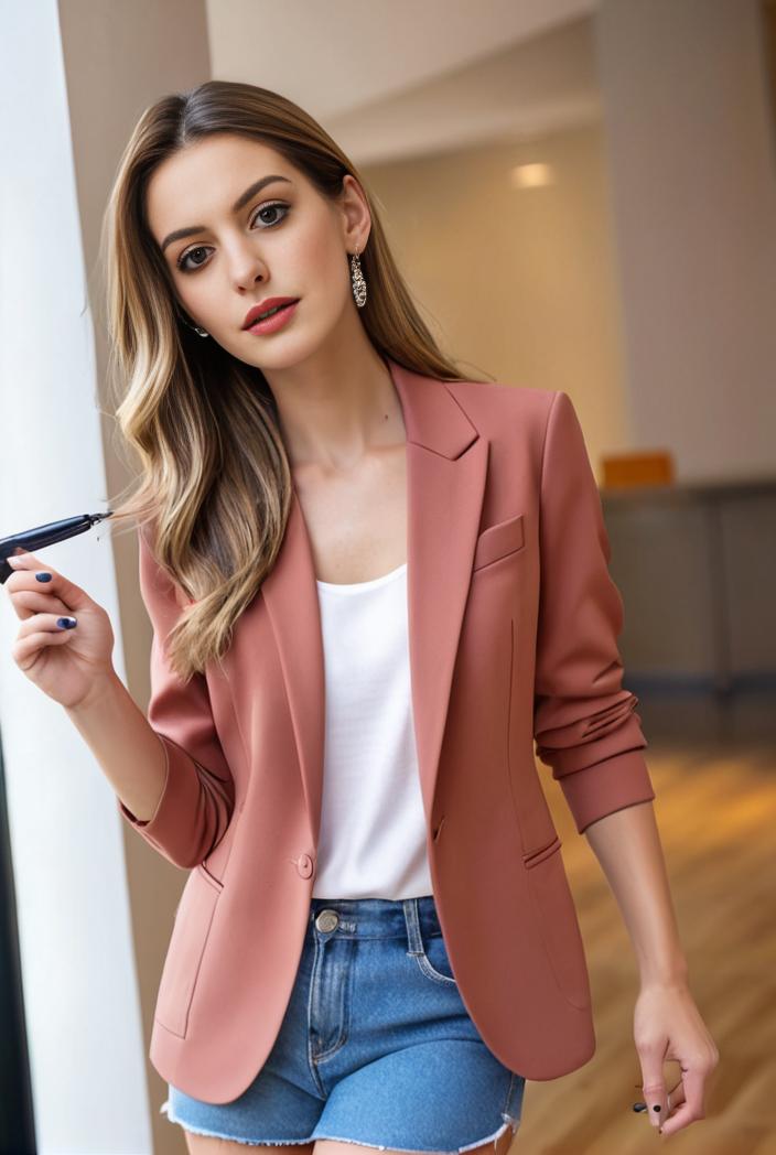 ladies solid button up blazer with long sleeves casual lapel design 132881