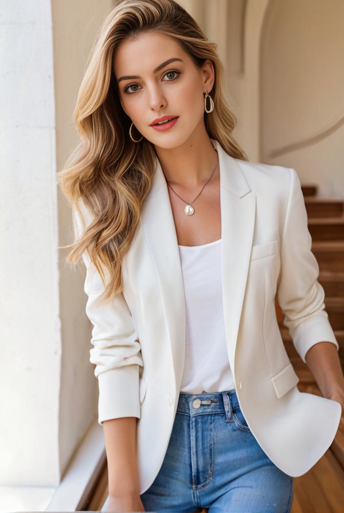 ladies solid button up blazer with long sleeves casual lapel design 132890