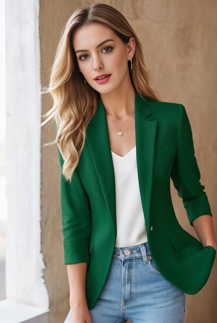 ladies solid button up blazer with long sleeves casual lapel design 132916