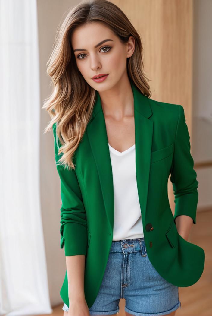 ladies solid button up blazer with long sleeves casual lapel design 132917