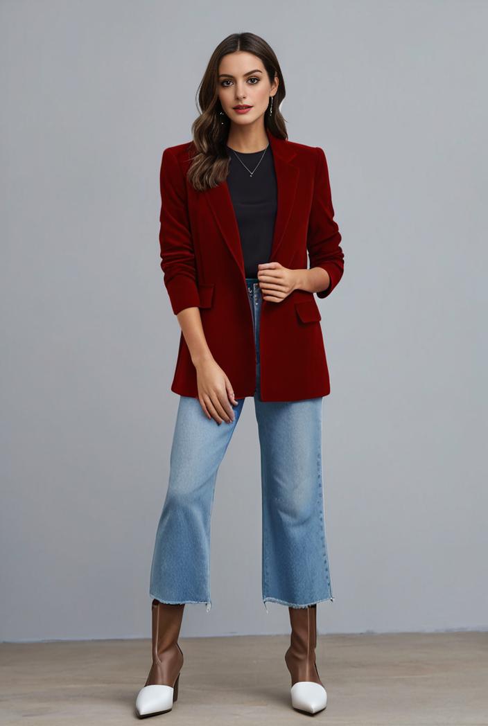 lapel neck blazer with button front stylish long sleeve jacket for office work women s apparel 132994