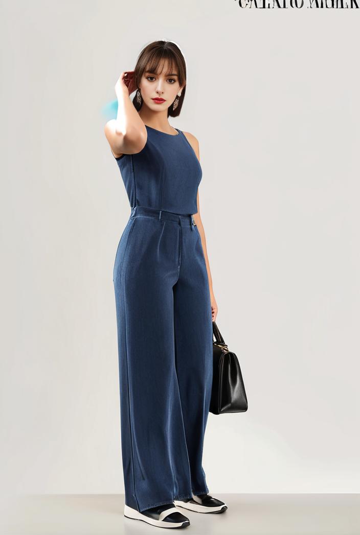 relaxed fit blue denim romper with slant pockets distressed denim coverall stylish women s denim outfit 114849