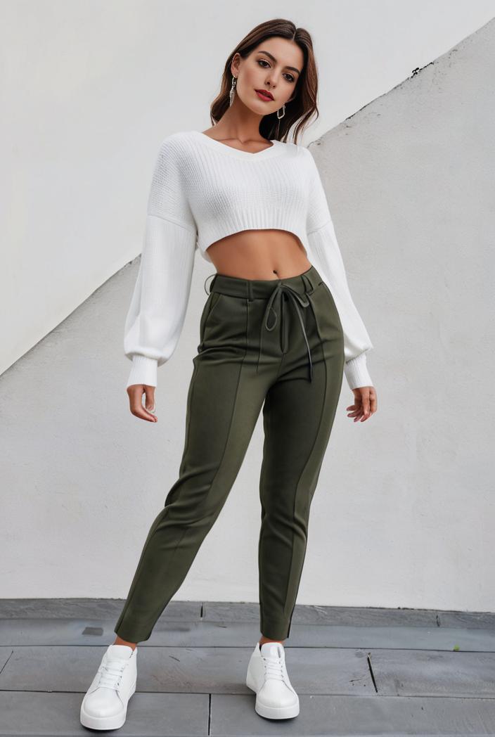 slim fit drawstring denim jeans with elastic waist for women 119622