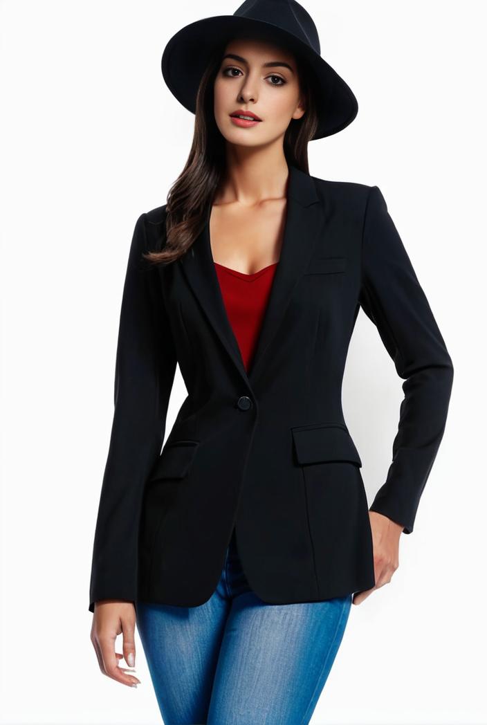 solid blazer with tie back and casual lapel long sleeve outerwear for women 119655