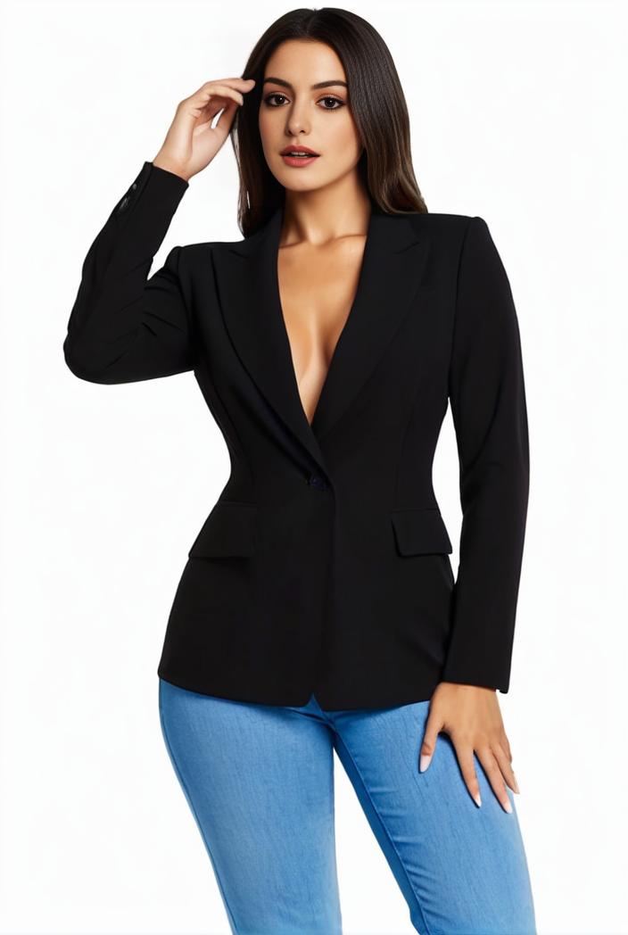 solid blazer with tie back and casual lapel long sleeve outerwear for women 119661