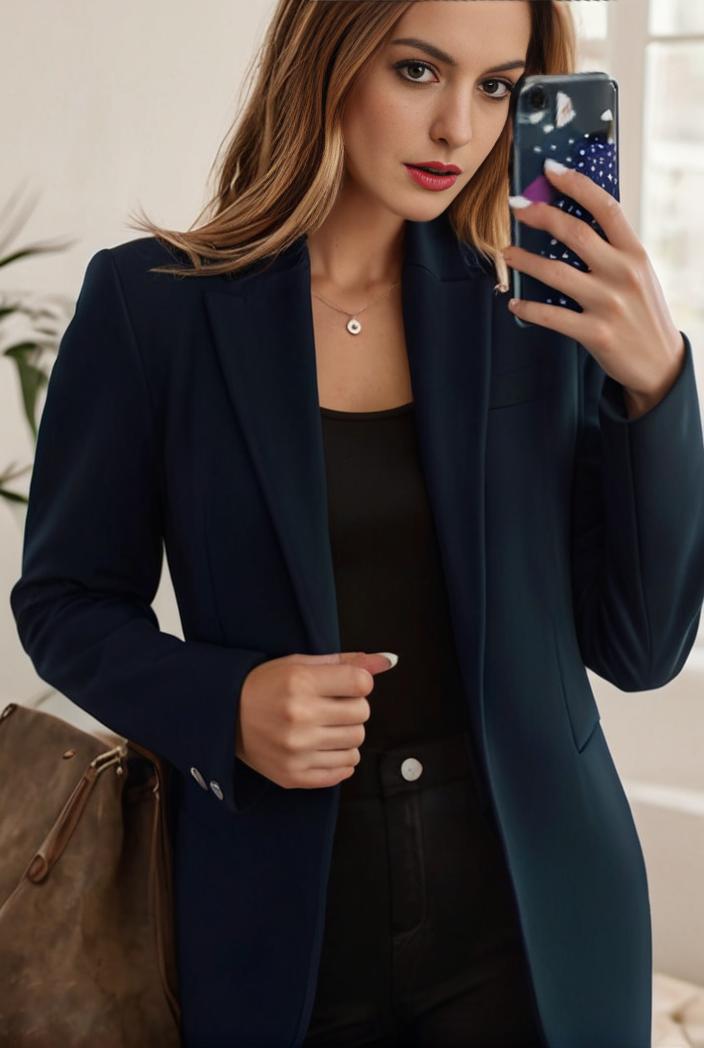 sophisticated split front blazer with long sleeves 120570