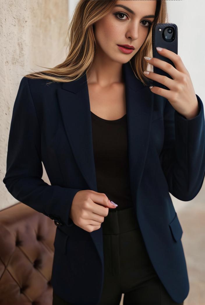 sophisticated split front blazer with long sleeves 120574