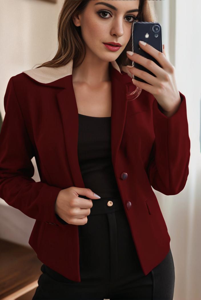 sophisticated split front blazer with long sleeves 120590