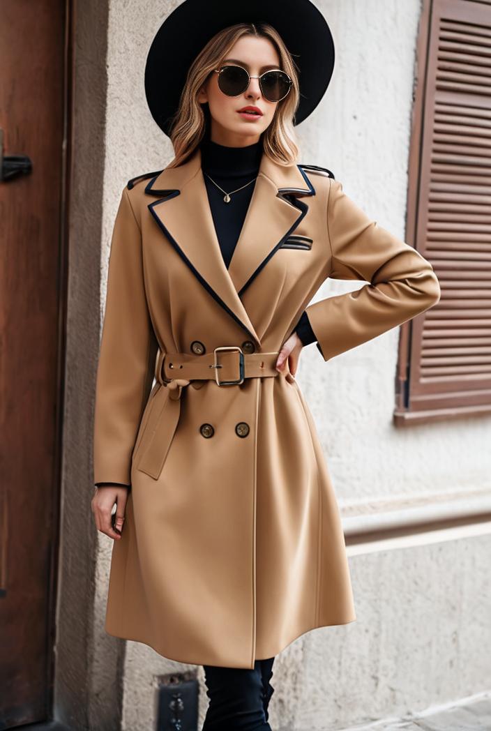 stylish women s winter overcoat with double breasted lapels and thermal lining 122562