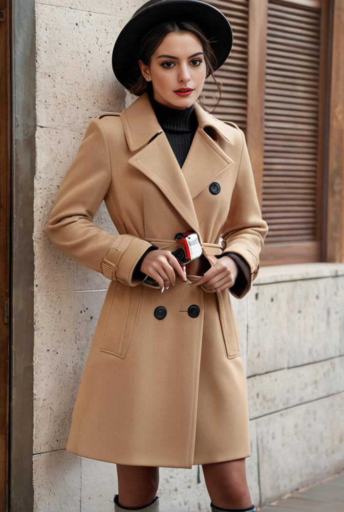 stylish women s winter overcoat with double breasted lapels and thermal lining 122581
