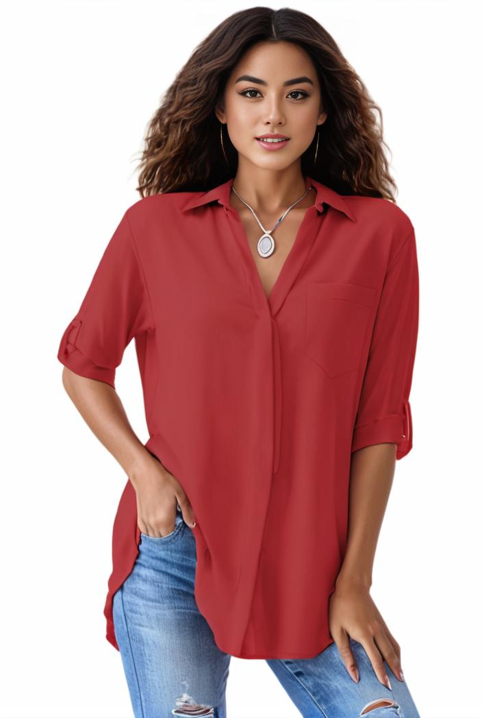plus size formal shirt women s plus plain long sleeve turn down collar button up workwear shirt 110588
