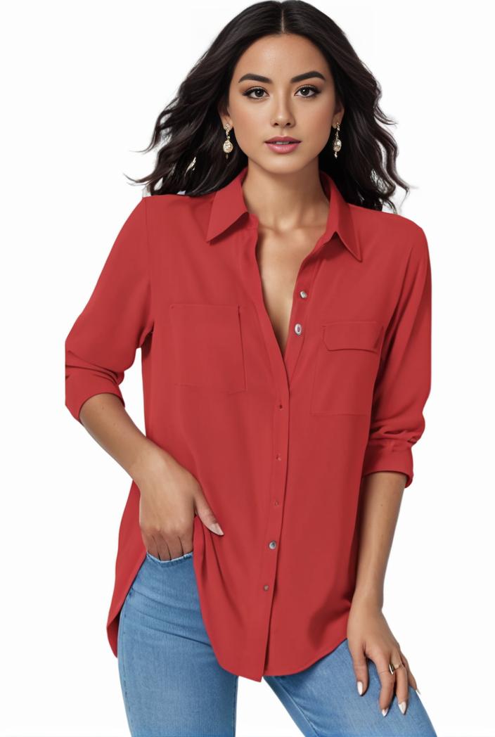 plus size formal shirt women s plus plain long sleeve turn down collar button up workwear shirt 110587