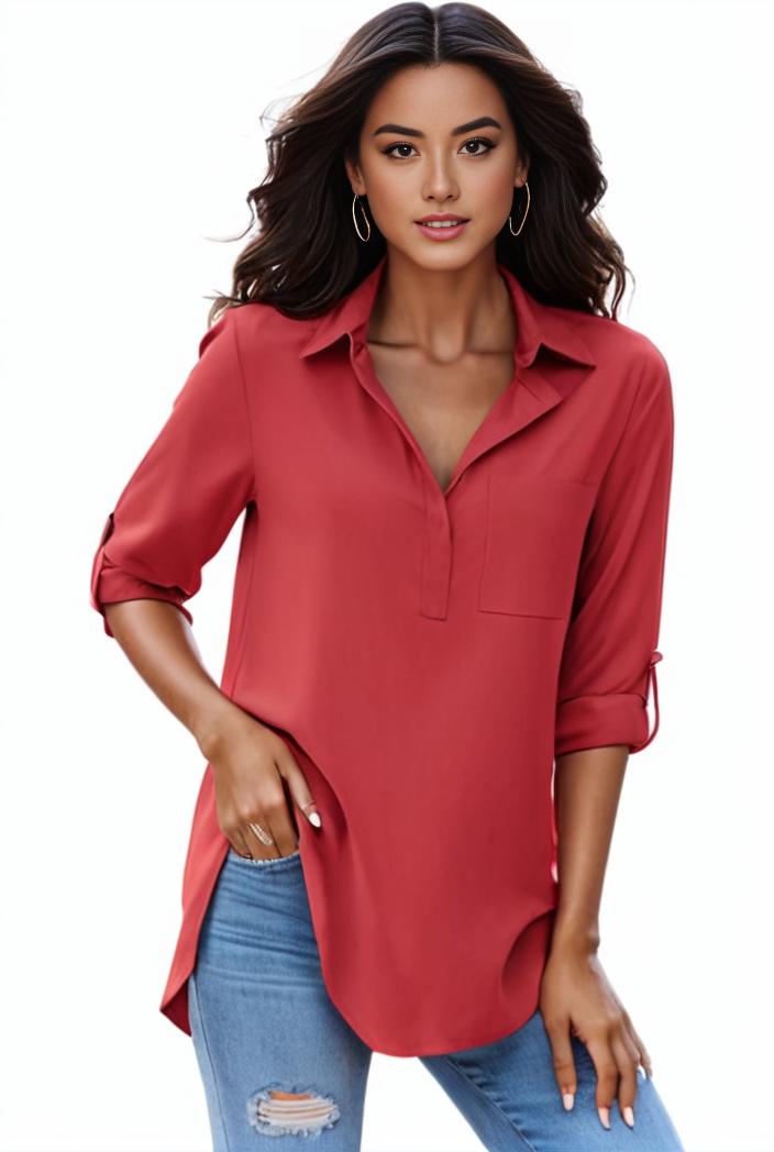 plus size formal shirt women s plus plain long sleeve turn down collar button up workwear shirt 110591