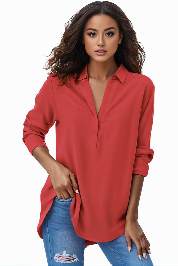 plus size formal shirt women s plus plain long sleeve turn down collar button up workwear shirt 110593