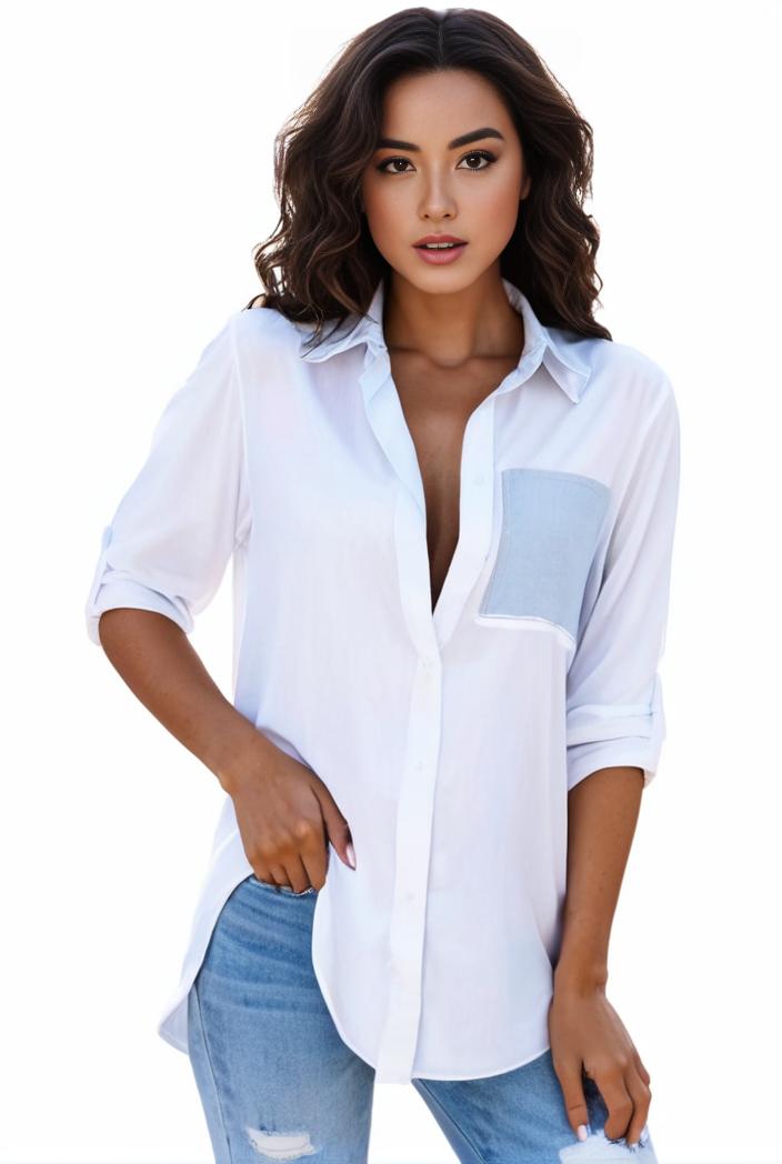 plus size formal shirt women s plus plain long sleeve turn down collar button up workwear shirt 110599