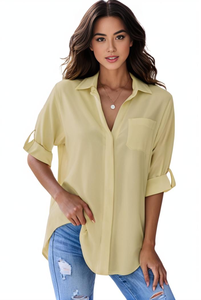 plus size formal shirt women s plus plain long sleeve turn down collar button up workwear shirt 110602