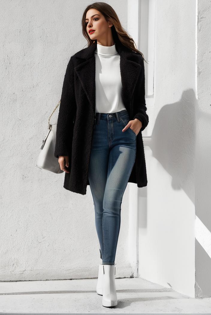 warm and stylish double breasted teddy coat for winter with long sleeves for women 126065
