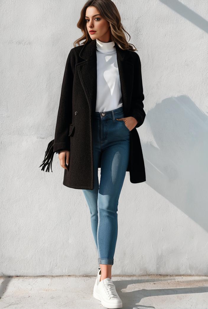 warm and stylish double breasted teddy coat for winter with long sleeves for women 126070
