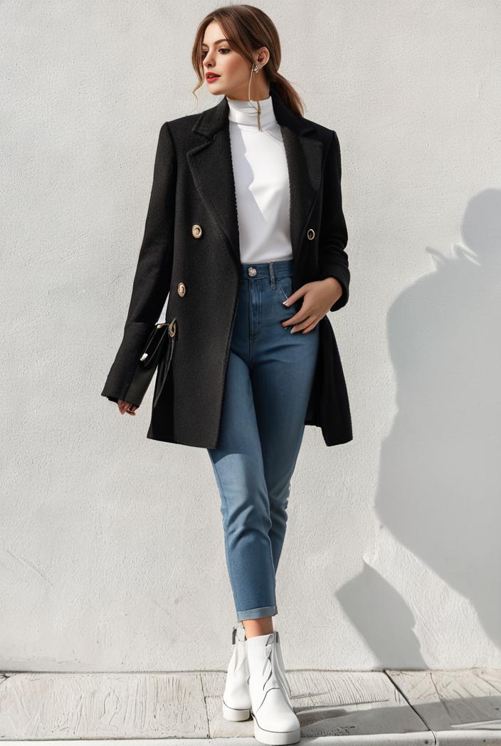 warm and stylish double breasted teddy coat for winter with long sleeves for women 126071