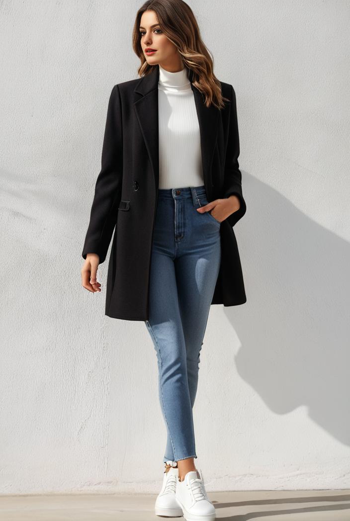 warm and stylish double breasted teddy coat for winter with long sleeves for women 126072