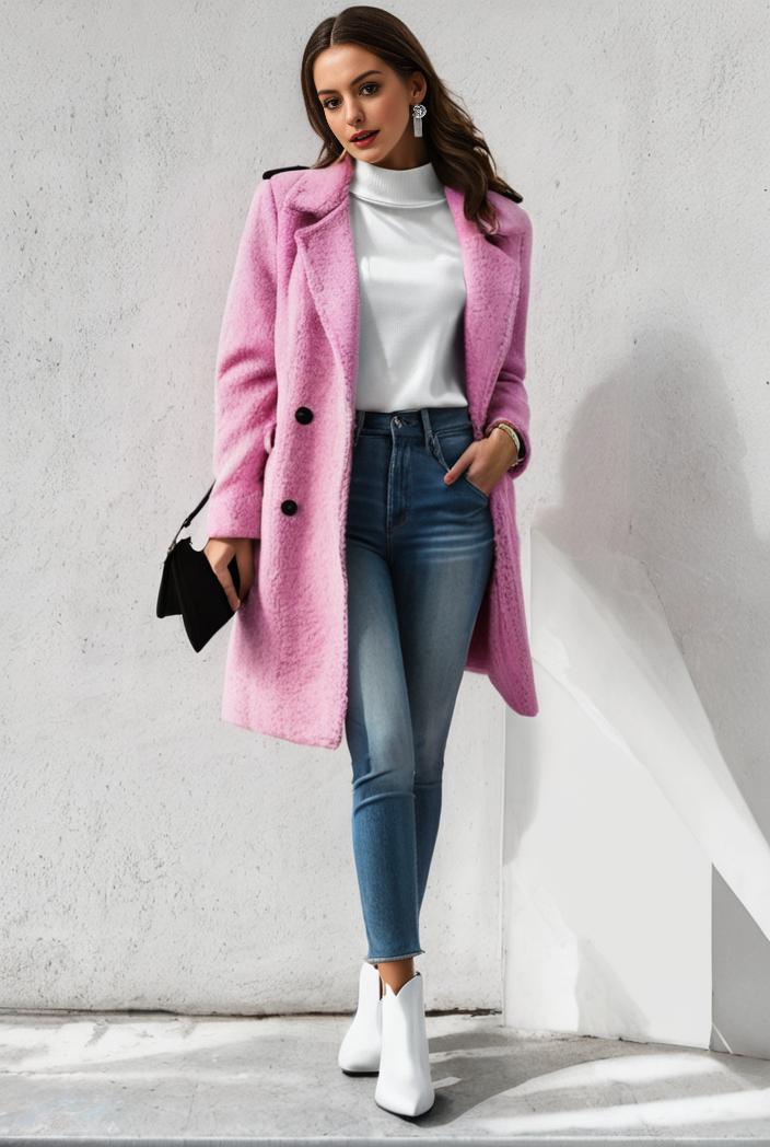 warm and stylish double breasted teddy coat for winter with long sleeves for women 126073