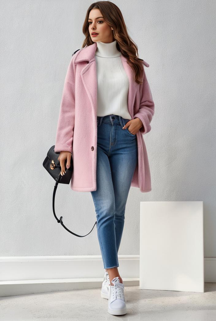 warm and stylish double breasted teddy coat for winter with long sleeves for women 126075