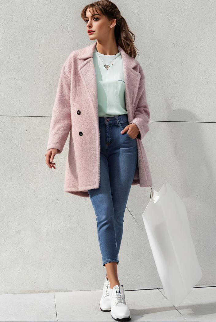 warm and stylish double breasted teddy coat for winter with long sleeves for women 126076