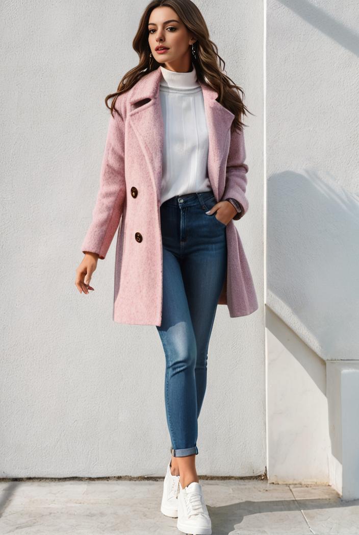 warm and stylish double breasted teddy coat for winter with long sleeves for women 126078