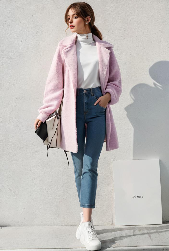warm and stylish double breasted teddy coat for winter with long sleeves for women 126079