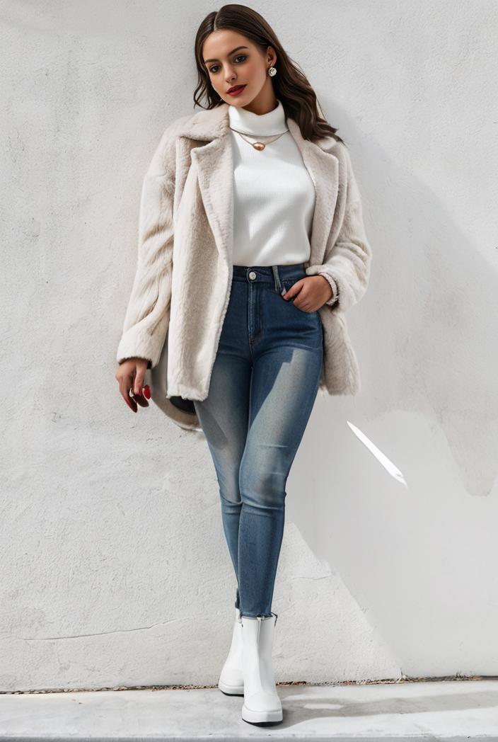 warm and stylish double breasted teddy coat for winter with long sleeves for women 126081